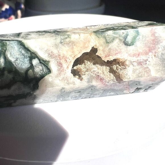 Moss Agate Crystal Double Terminated‎ Point (#1) - Picture 12 of 15